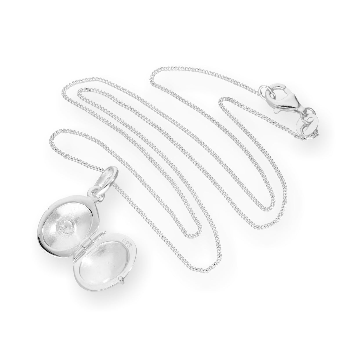 Médaillon ovale gravable en argent sterling et cristal CZ sur chaîne de 40 à 55 cm