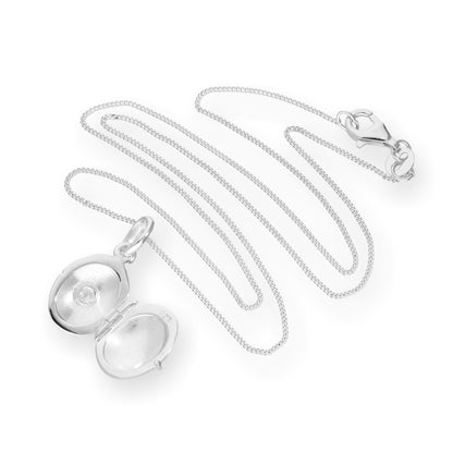 Médaillon ovale gravable en argent sterling et cristal CZ sur chaîne de 40 à 55 cm
