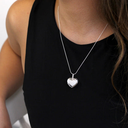Médaillon en forme de cœur gravable en argent sterling sur chaîne de 40 à 55 cm