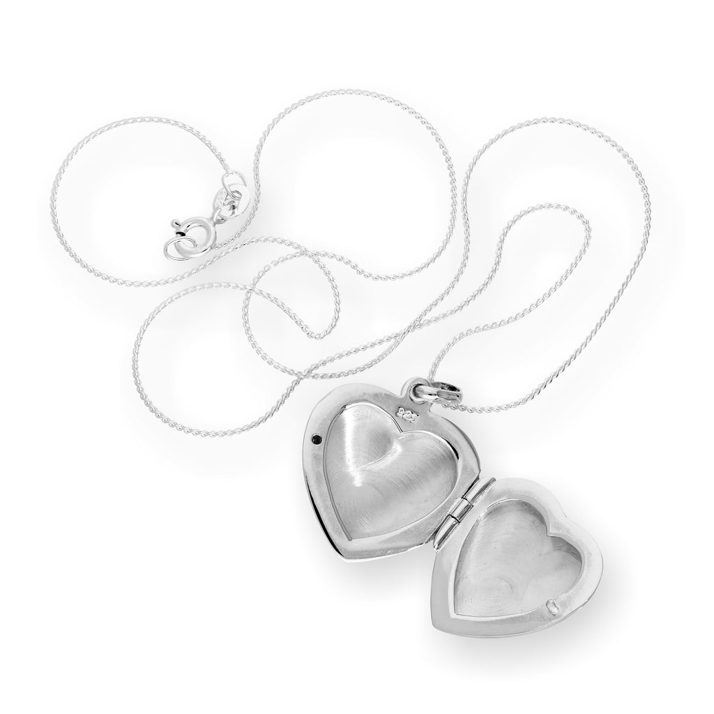 Médaillon en argent sterling gravé en forme de cœur sur chaîne de 40 à 55 cm