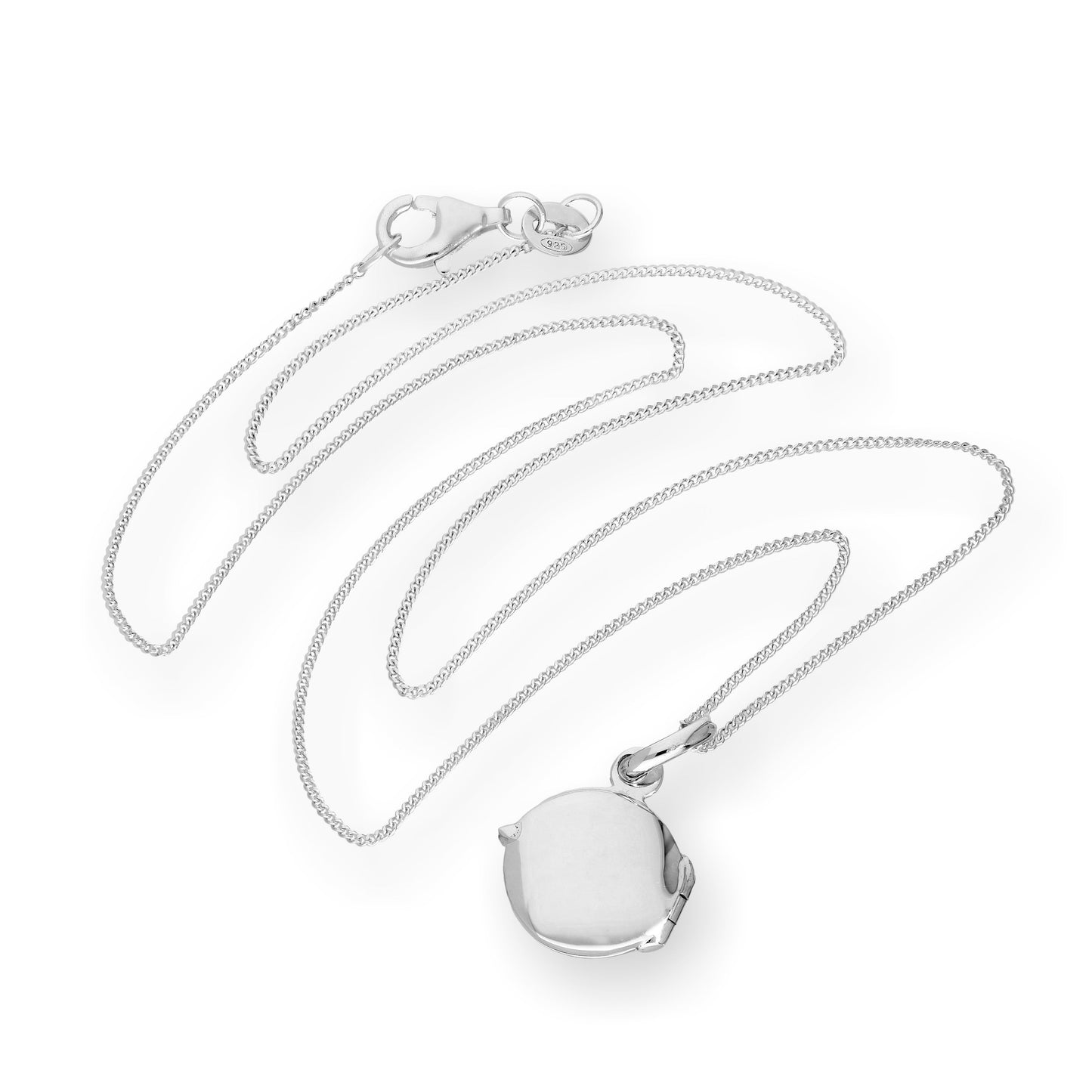 Petit médaillon rond gravable en argent sterling sur chaîne de 40 à 55 cm