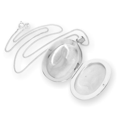 Grand médaillon ovale gravable en argent sterling sur chaîne de 40 à 61 cm