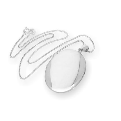 Grand médaillon ovale gravable en argent sterling sur chaîne de 40 à 61 cm