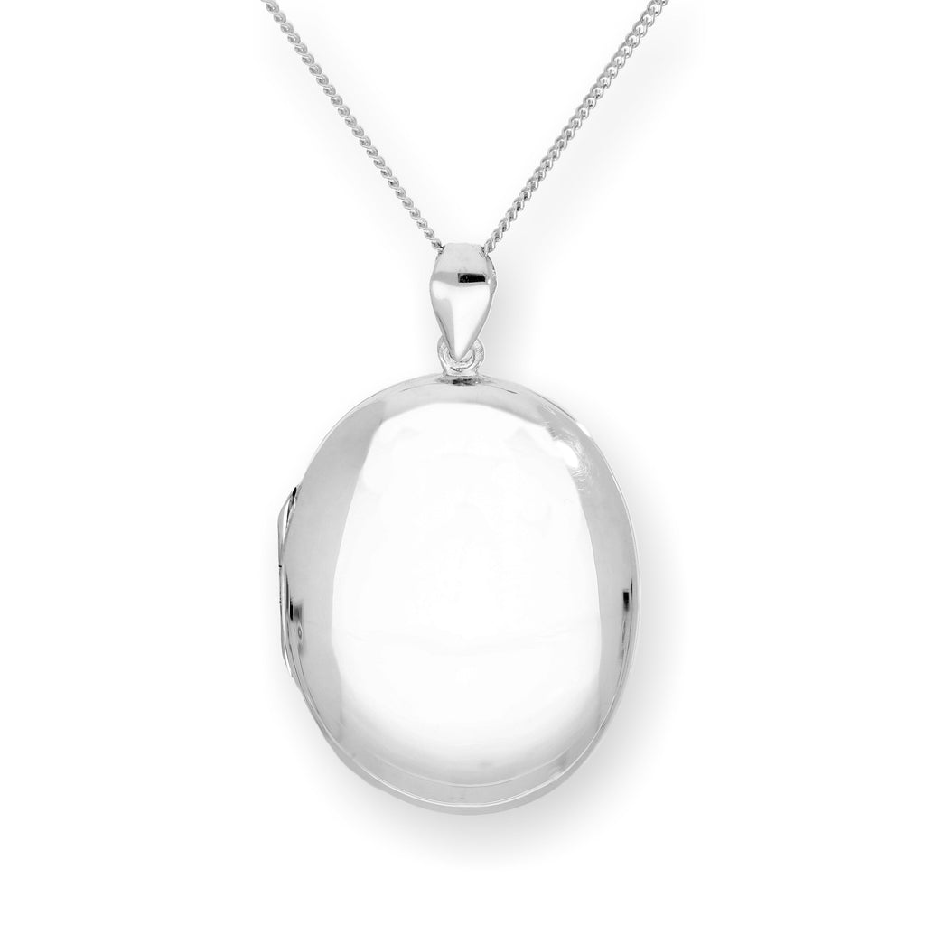Grand médaillon ovale gravable en argent sterling sur chaîne de 40 à 61 cm