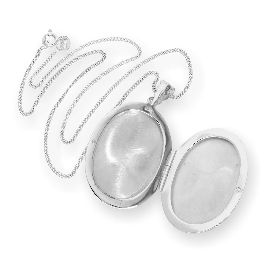 Grand médaillon ovale en argent sterling gravable sur chaîne de 40 à 61 cm