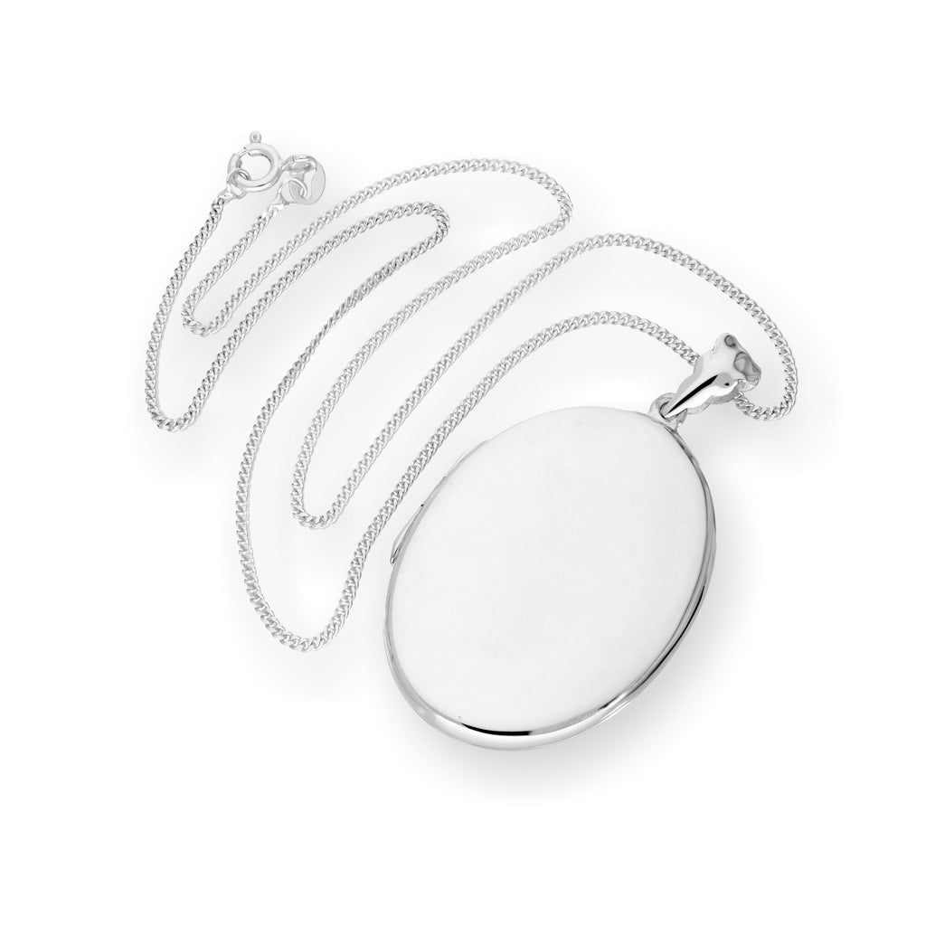 Grand médaillon ovale en argent sterling gravable sur chaîne de 40 à 61 cm