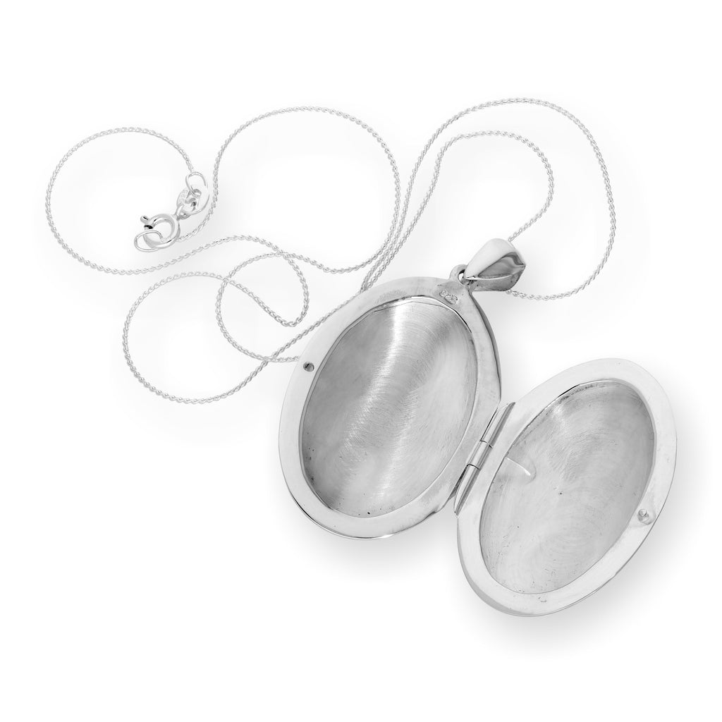 Grand médaillon ovale gravable en argent sterling sur chaîne de 35 à 70 cm