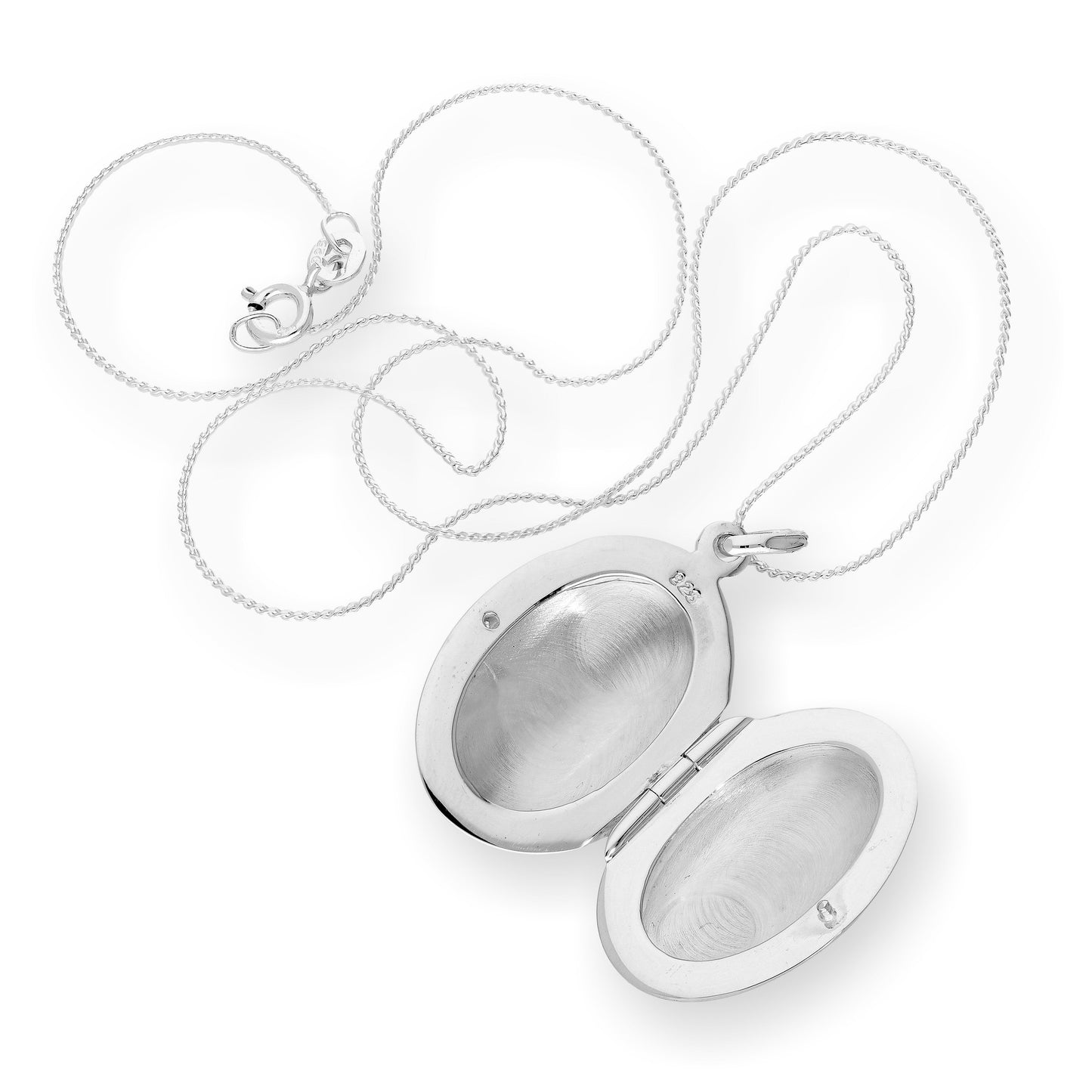 Médaillon ovale gravable en argent sterling sur chaîne de 40 à 55 cm