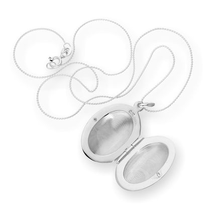 Médaillon ovale gravé en argent sterling sur chaîne de 40 à 55 cm
