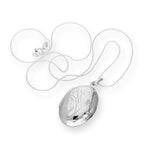 Médaillon ovale gravé en argent sterling sur chaîne de 40 à 55 cm