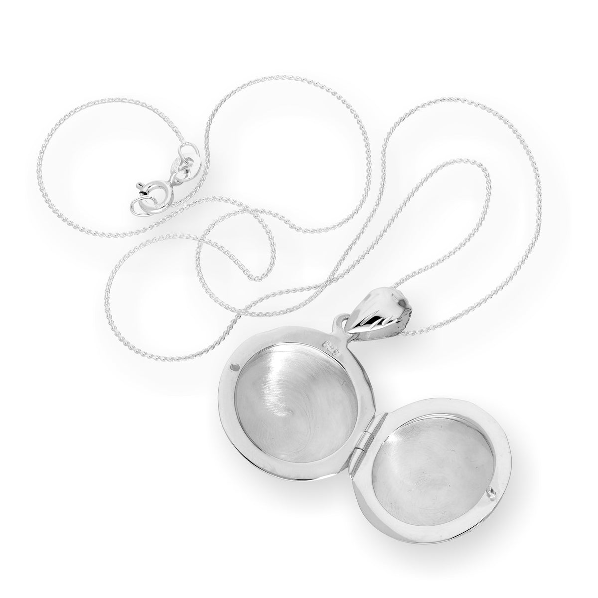 Médaillon rond gravé en argent sterling sur chaîne de 40 à 61 cm