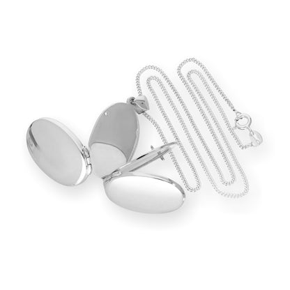 Médaillon familial ovale en argent sterling avec 4 photos sur chaîne de 40 à 61 cm