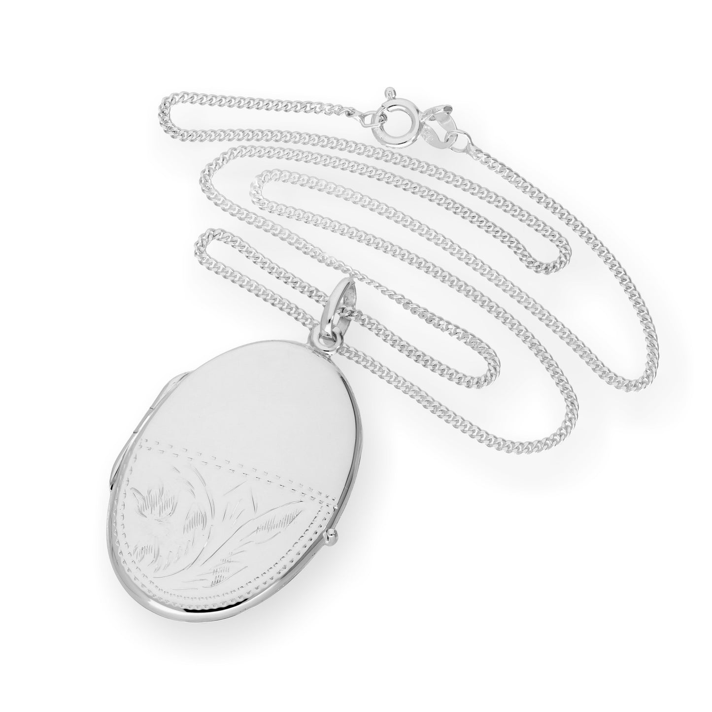 Grand médaillon ovale gravable en argent sterling sur chaîne de 40 à 61 cm