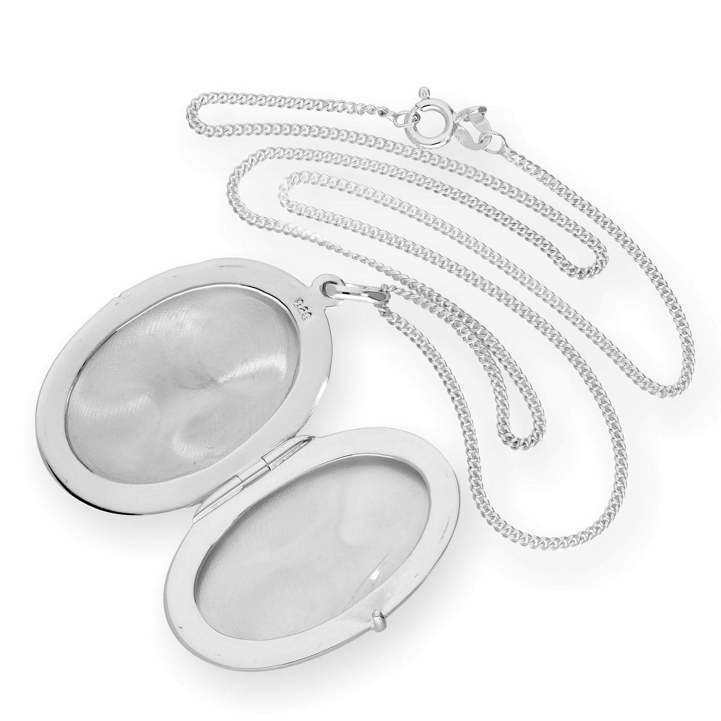 Grand médaillon ovale gravable en argent sterling sur chaîne de 40 à 61 cm