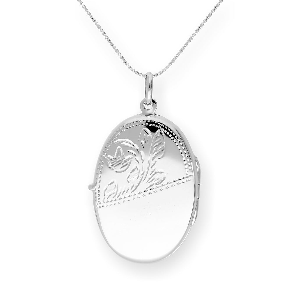 Grand médaillon ovale gravable en argent sterling sur chaîne de 40 à 61 cm