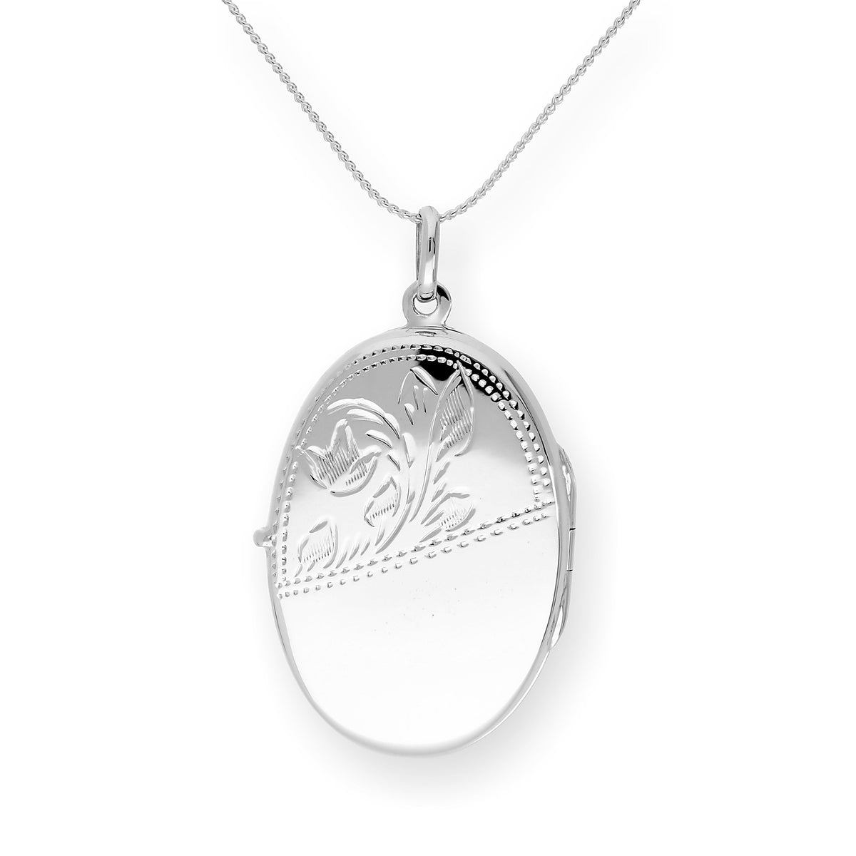 Grand médaillon ovale gravable en argent sterling sur chaîne de 40 à 61 cm