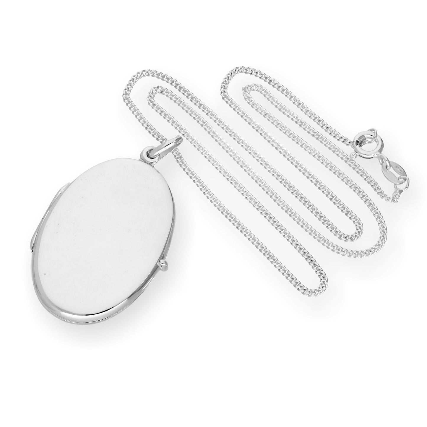 Grand médaillon ovale gravable en argent sterling de 40 à 61 cm