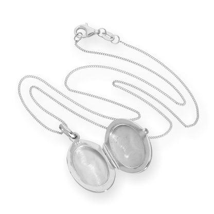 Médaillon ovale gravé en argent sterling sur chaîne de 40 à 55 cm