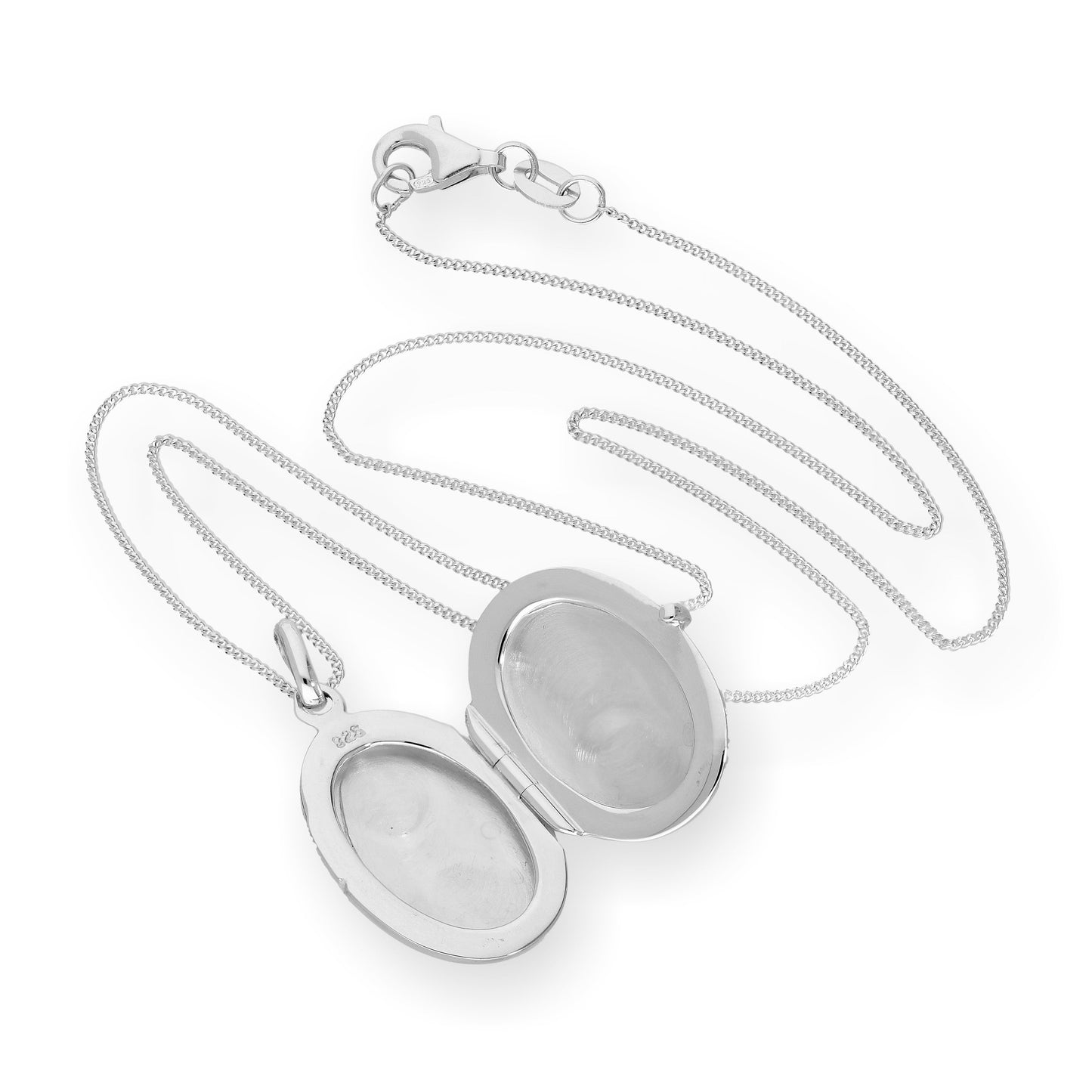 Médaillon ovale gravable en argent sterling sur chaîne de 40 à 55 cm