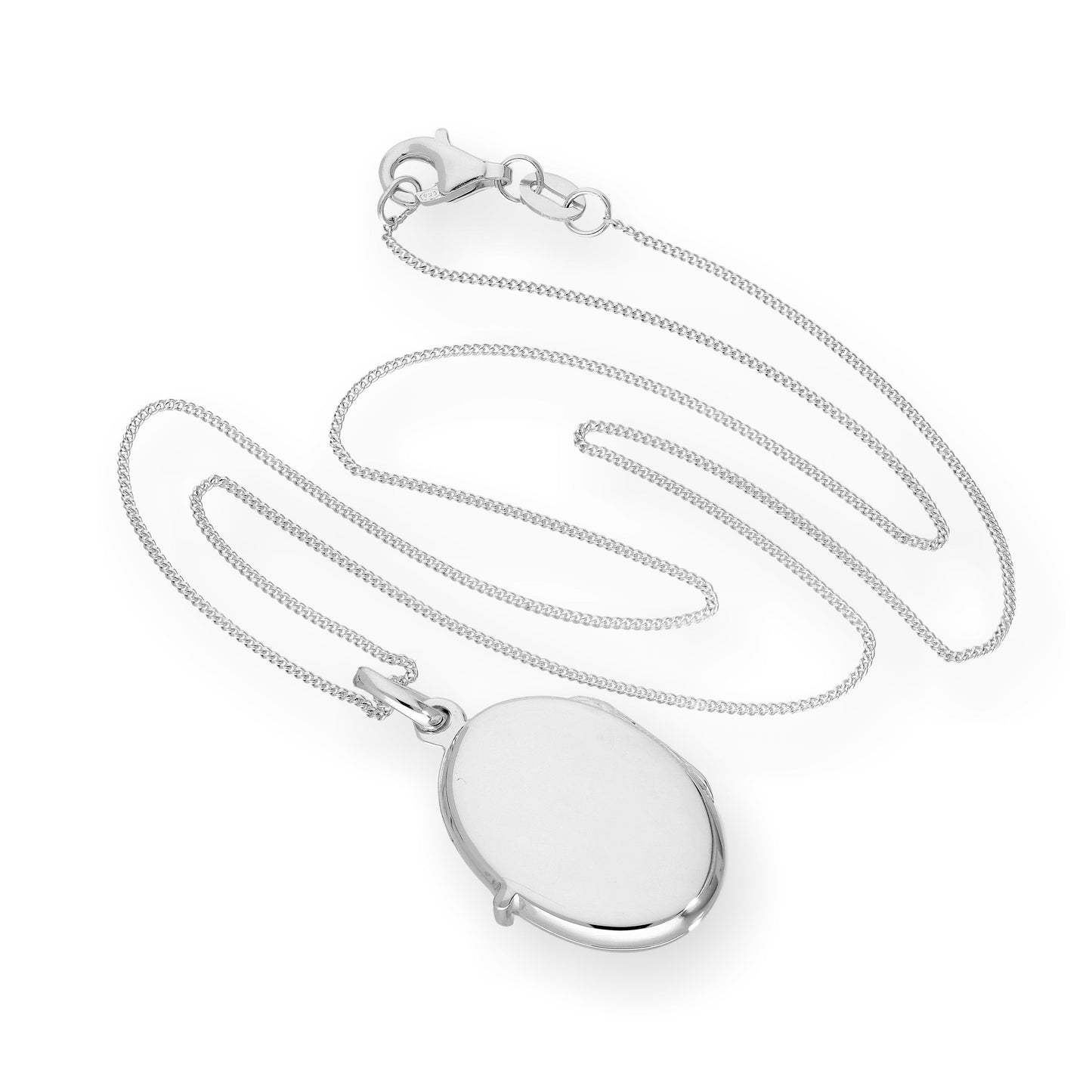 Médaillon ovale gravable en argent sterling sur chaîne de 40 à 55 cm