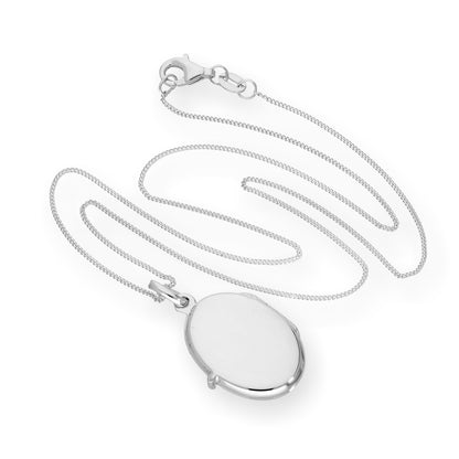 Médaillon ovale gravable en argent sterling sur chaîne de 40 à 55 cm