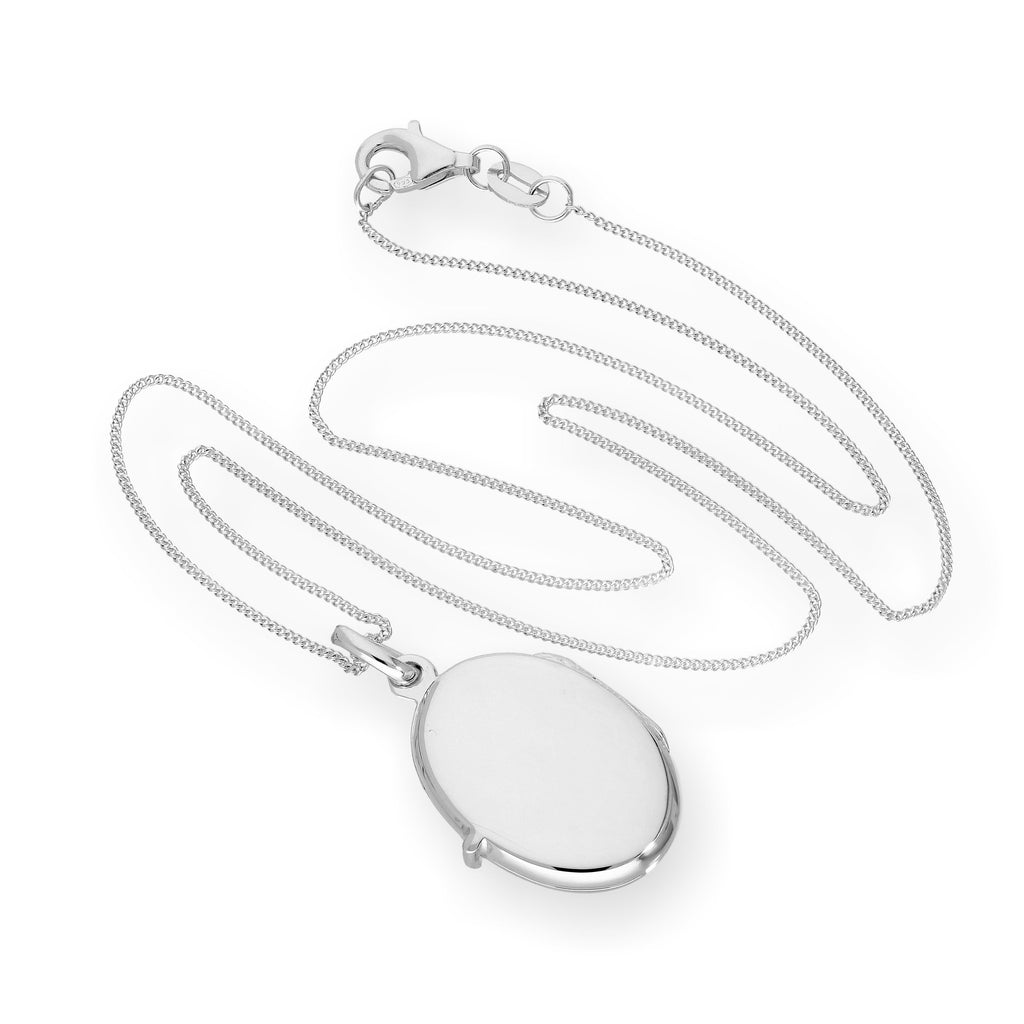 Médaillon ovale gravable en argent sterling sur chaîne de 40 à 55 cm
