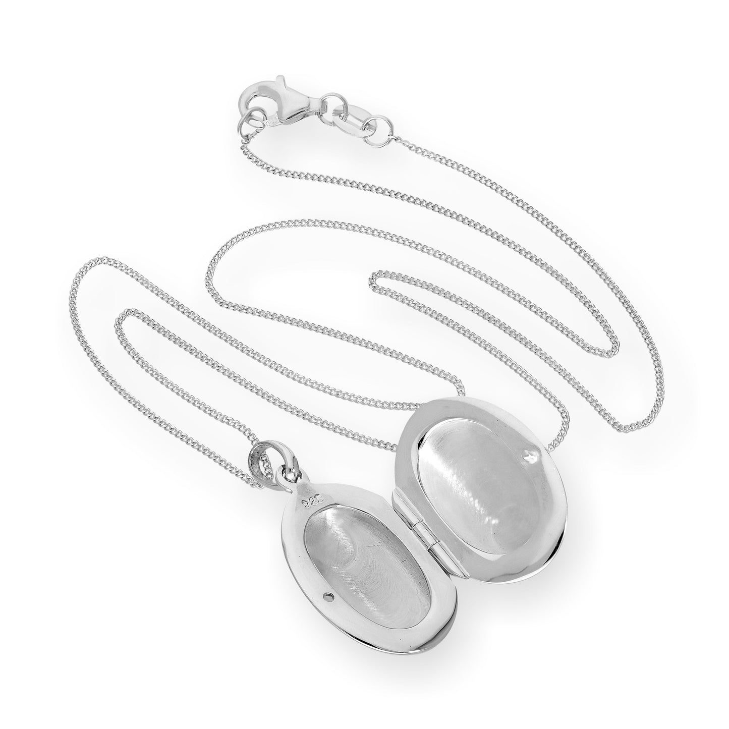 Médaillon ovale en argent sterling gravable sur chaîne de 40 à 55 cm
