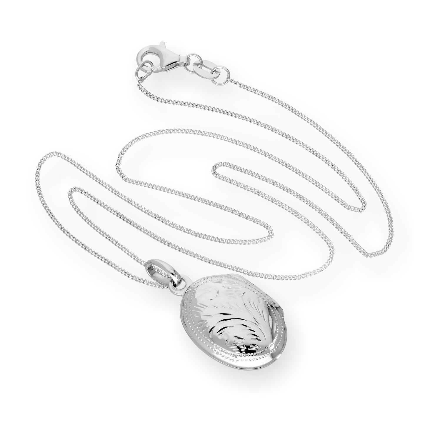 Médaillon ovale gravé en argent sterling de 40 à 55 cm