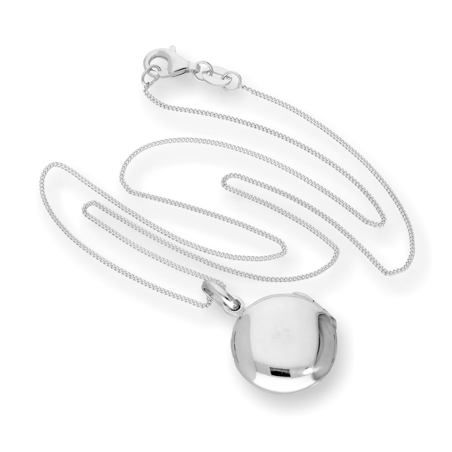 Médaillon rond gravable en argent sterling sur chaîne de 40 à 55 cm