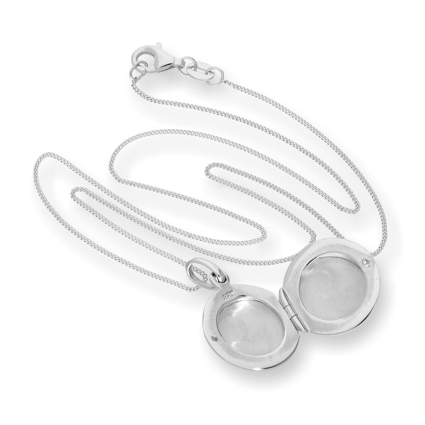 Médaillon rond gravable en argent sterling sur chaîne de 40 à 55 cm