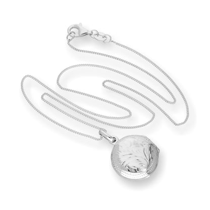 Médaillon rond gravé en argent sterling sur chaîne de 40 à 55 cm