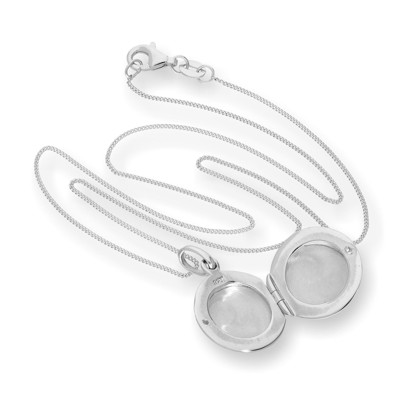 Médaillon rond gravé en argent sterling sur chaîne de 40 à 55 cm