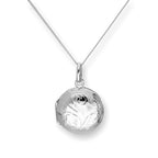 Médaillon rond gravé en argent sterling sur chaîne de 40 à 55 cm