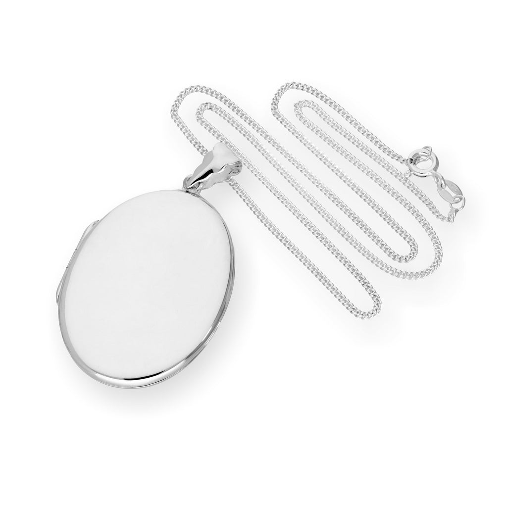 Grand médaillon ovale en argent sterling gravable sur chaîne de 40 à 61 cm