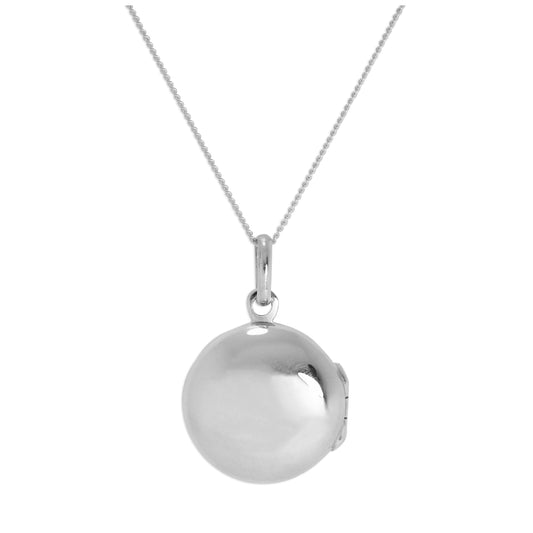 Médaillon rond uni en argent sterling sur chaîne de 14 à 32 pouces