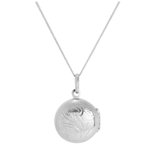 Médaillon rond gravé en argent sterling sur chaîne de 14 à 32 pouces