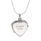 Médaillon en forme de cœur gravable en argent sterling sur chaîne de 35 à 70 cm