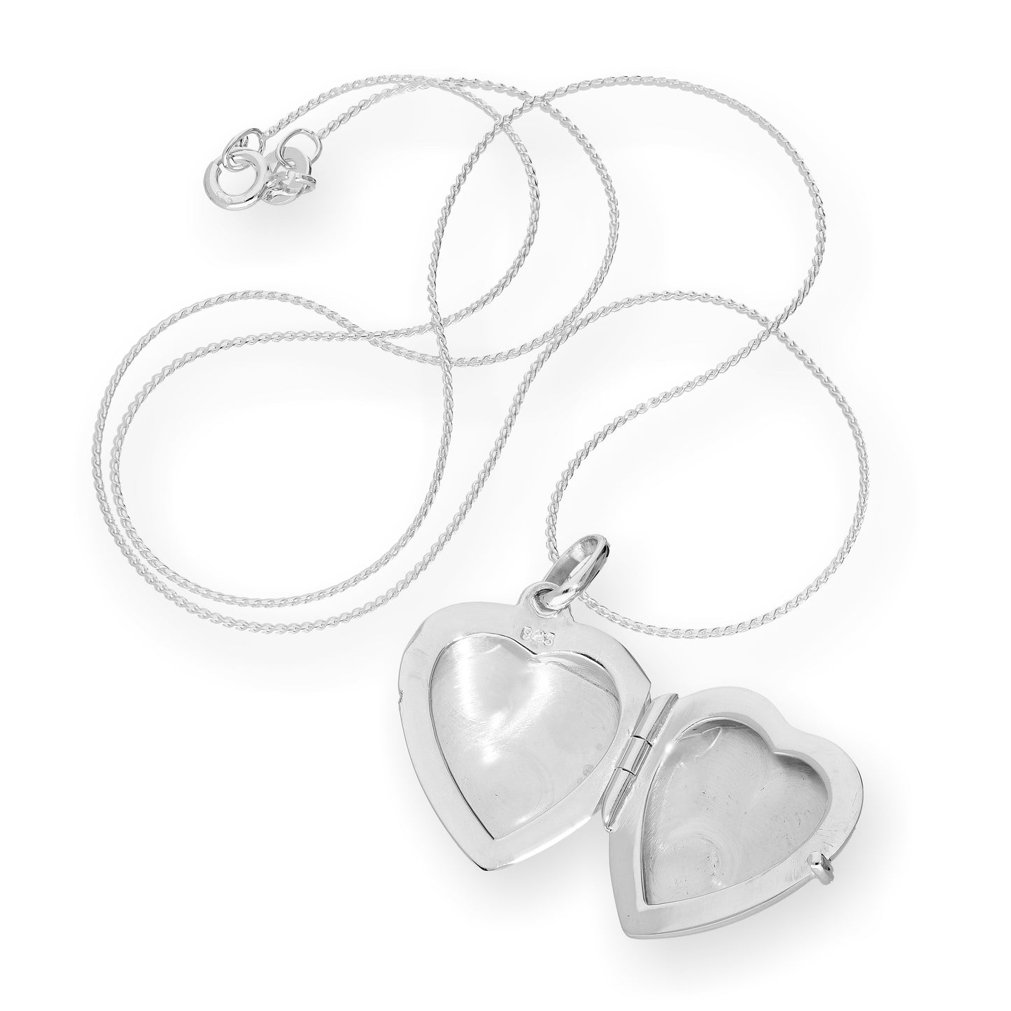 Médaillon en argent sterling gravé en forme de cœur sur chaîne de 40 à 55 cm