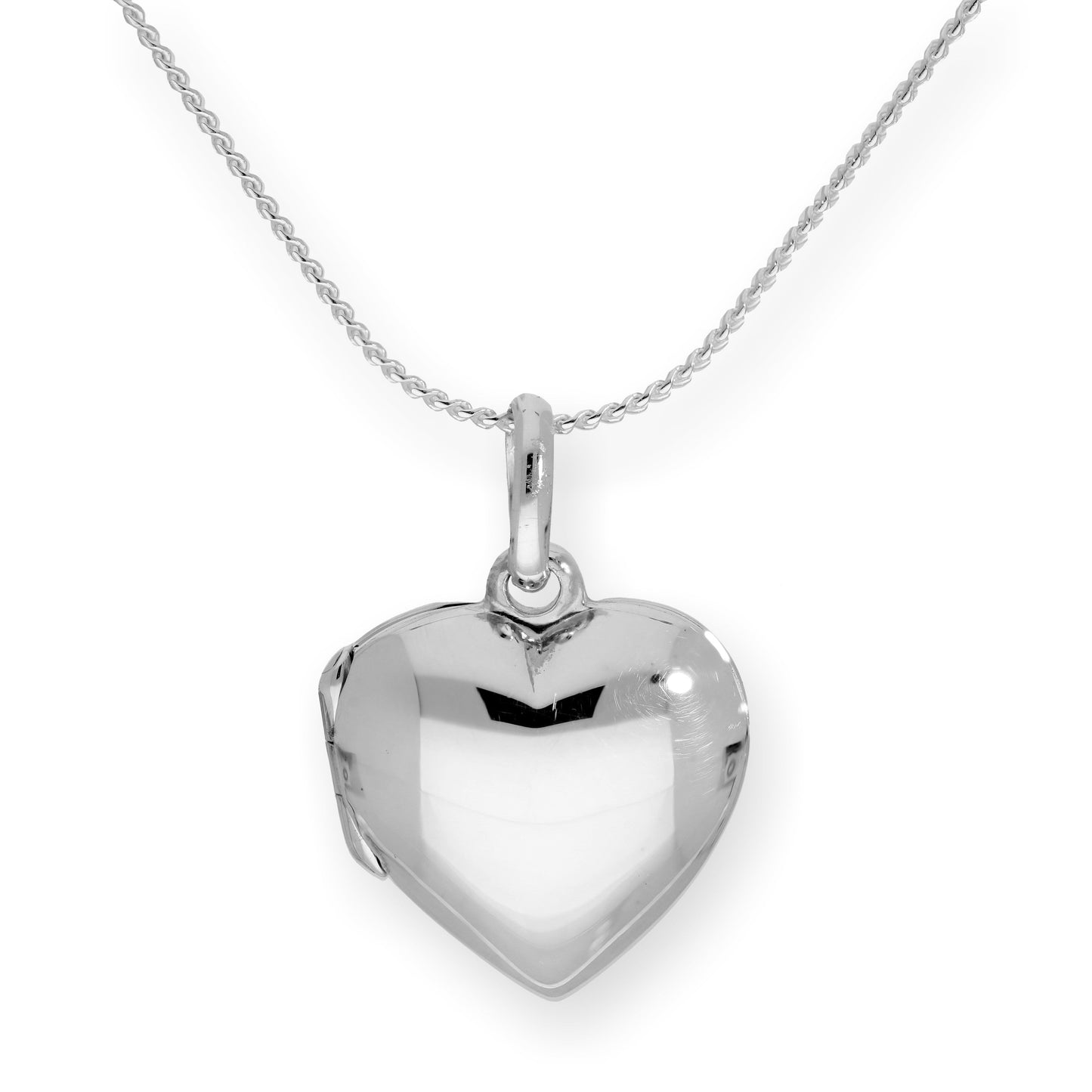 Médaillon en argent sterling en forme de cœur gonflé gravable sur chaîne de 40 à 55 cm