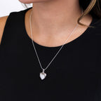 Médaillon en argent sterling en forme de cœur gonflé gravable sur chaîne de 40 à 55 cm