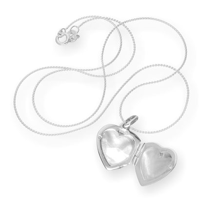 Médaillon en argent sterling gravé en forme de cœur gonflé sur chaîne de 40 à 55 cm