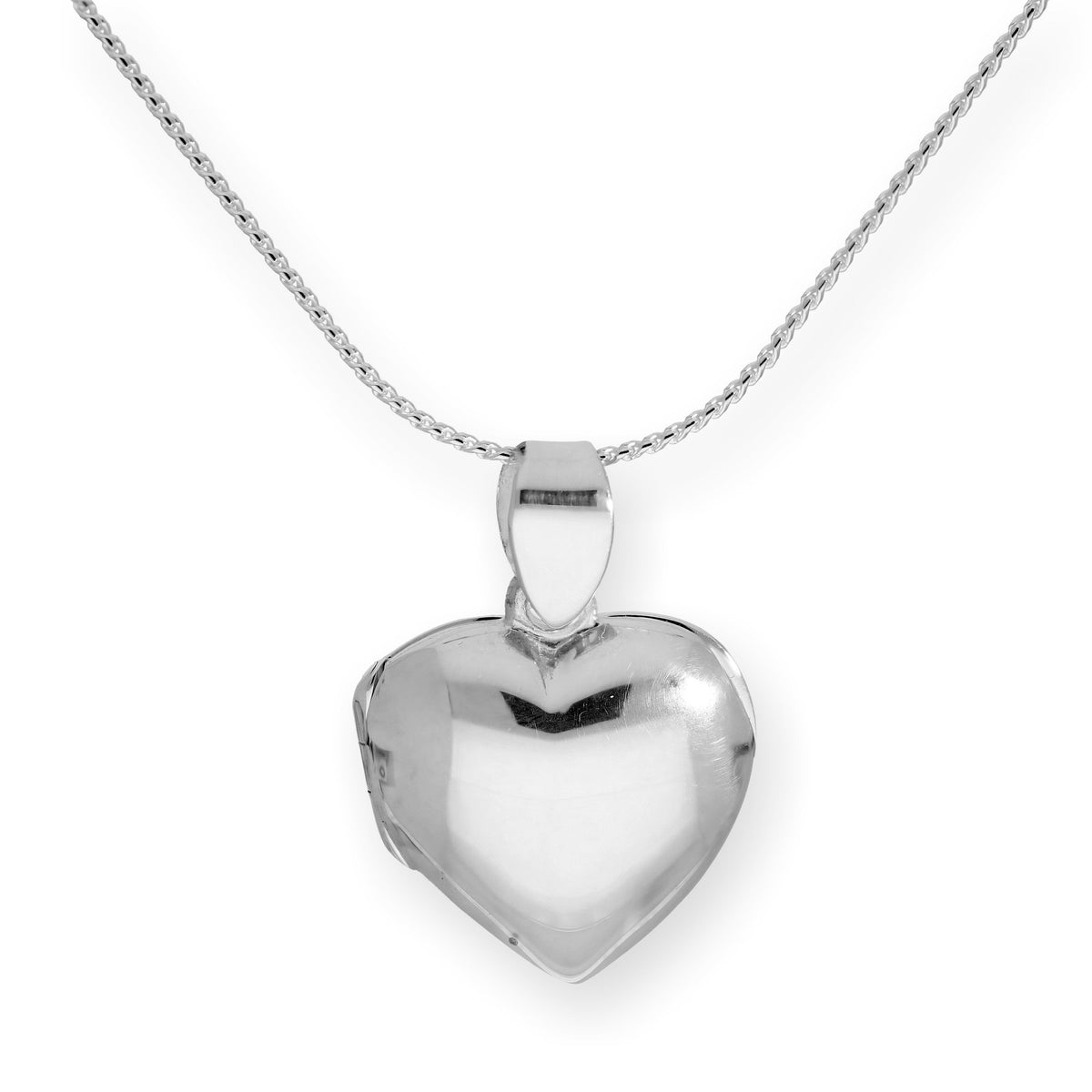 Médaillon en argent sterling en forme de cœur gonflé gravable sur chaîne de 40 à 55 cm