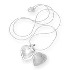 Médaillon gravé en argent sterling en forme de cœur gonflé sur chaîne de 40 à 55 cm