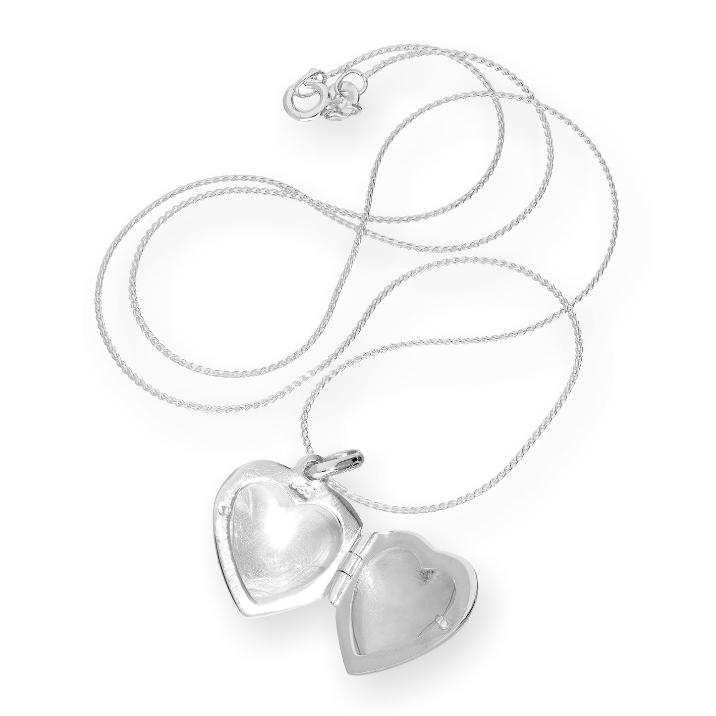 Médaillon gravé en argent sterling en forme de cœur gonflé sur chaîne de 40 à 55 cm