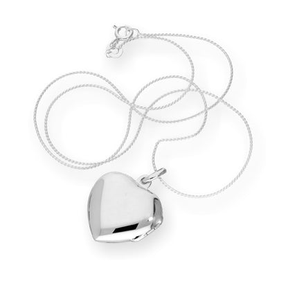 Médaillon en argent sterling gravé en forme de cœur sur chaîne de 40 à 55 cm