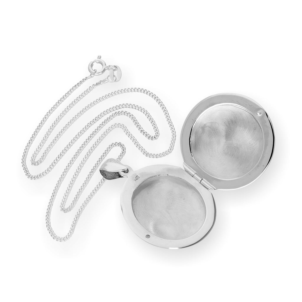 Grand médaillon rond gravable en argent sterling sur chaîne de 40 à 61 cm
