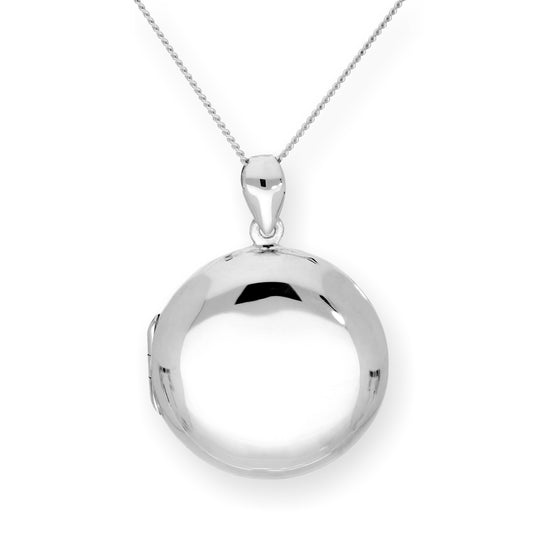 Grand médaillon rond gravable en argent sterling sur chaîne de 40 à 61 cm