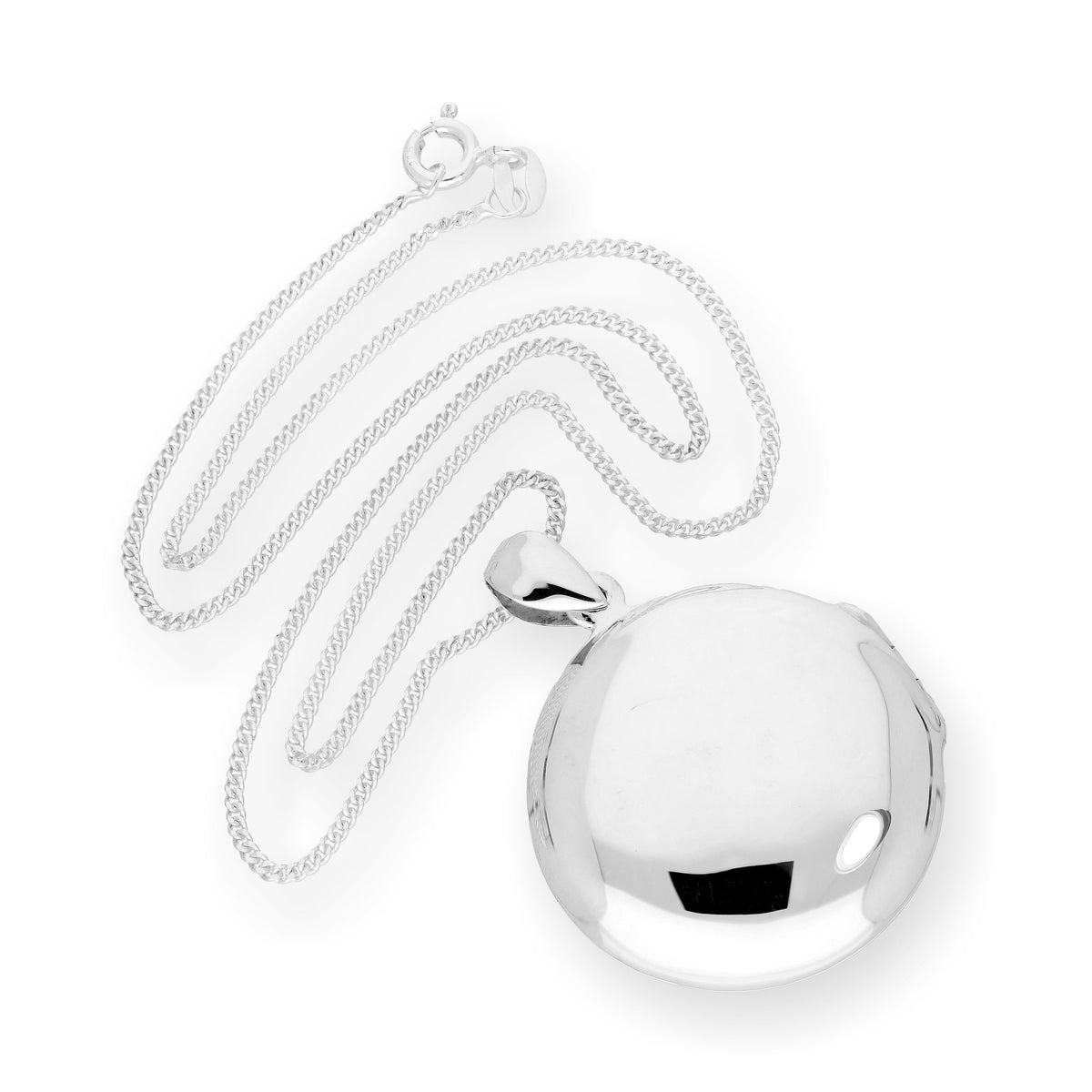 Grand médaillon rond gravable en argent sterling sur chaîne de 40 à 61 cm