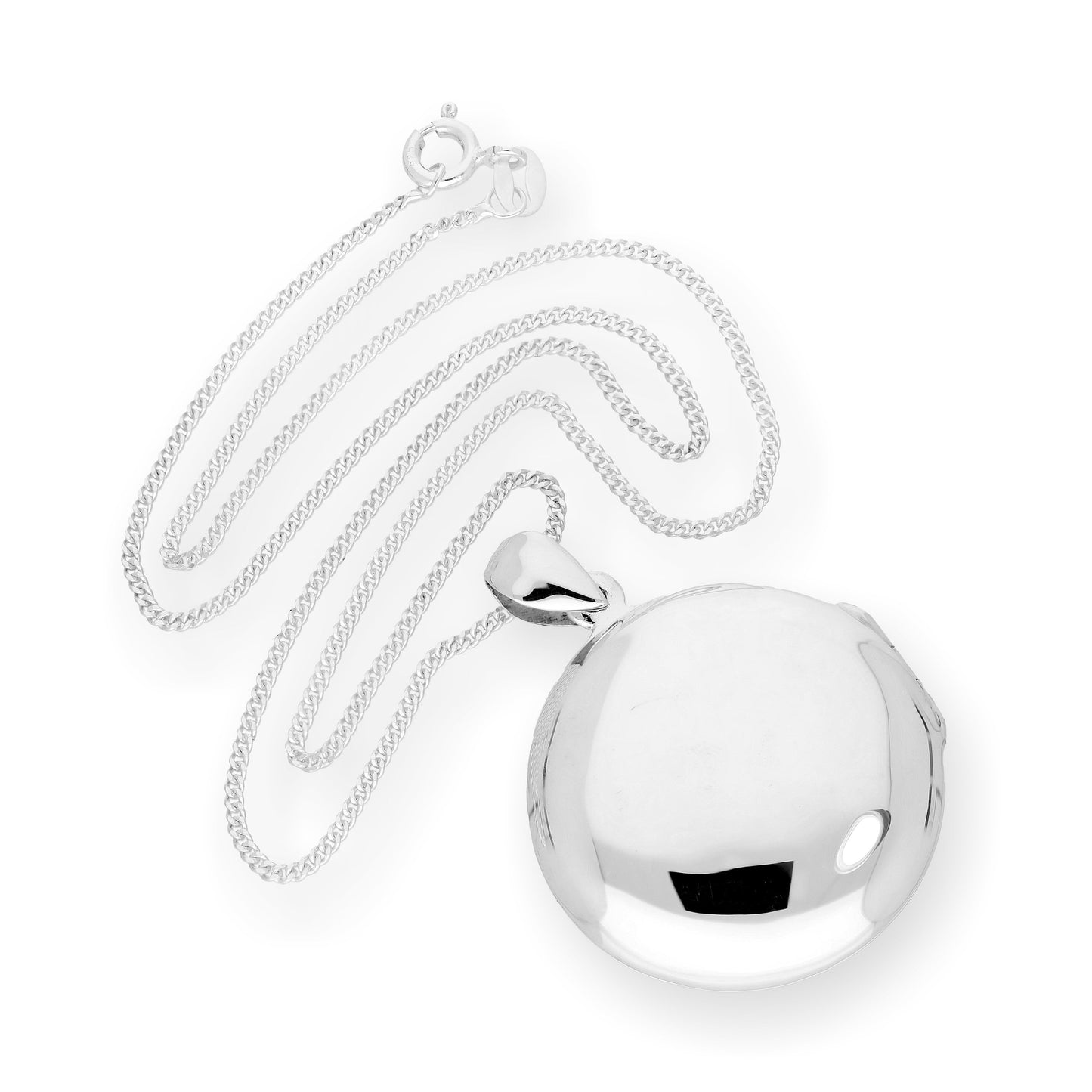 Grand médaillon rond gravable en argent sterling sur chaîne de 40 à 61 cm