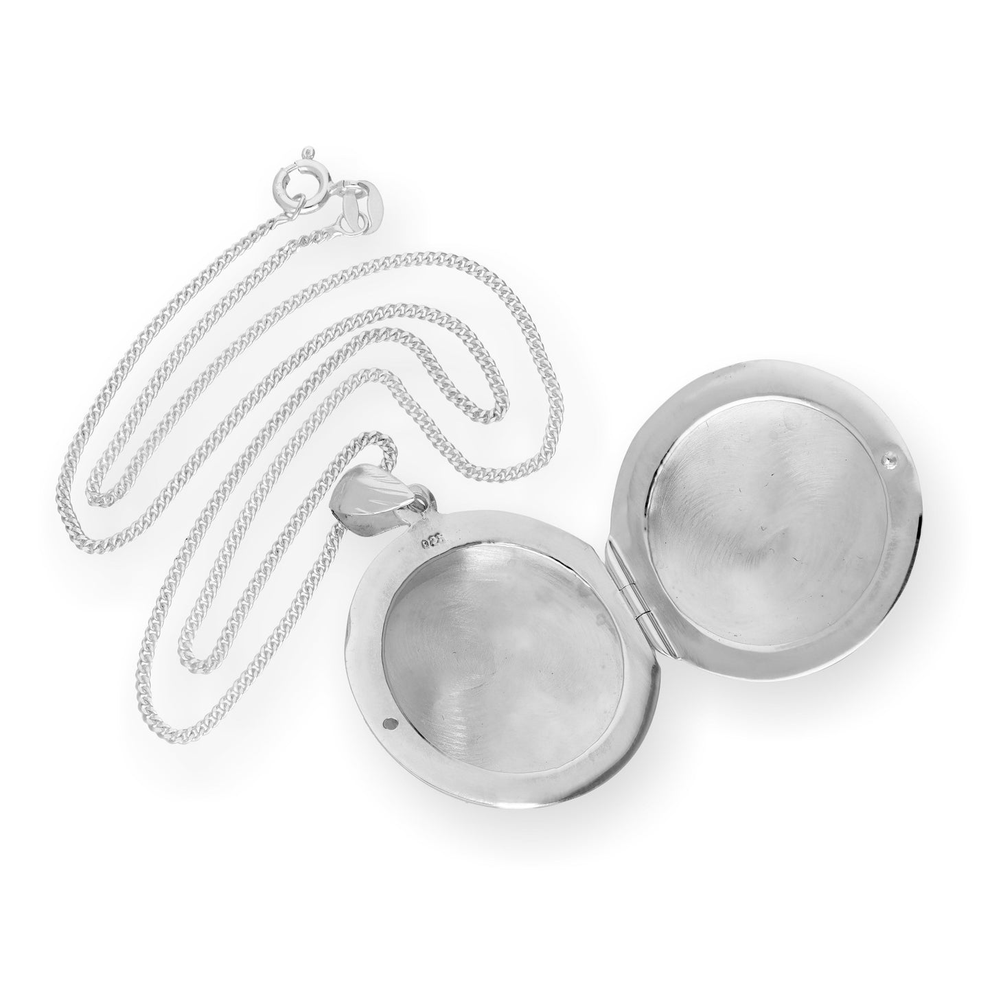 Grand médaillon rond gravé en argent sterling sur chaîne de 40 à 61 cm